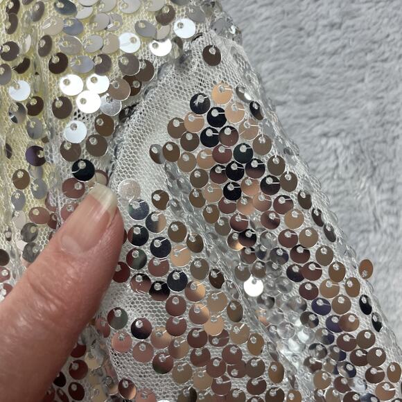 Boohoo Sequined Club Jacket Womens 18 Silver Evening Party Rockstar Concert Rave - Picture 11 of 12